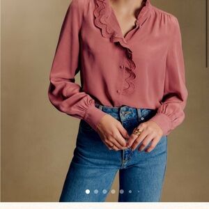Sezane Rosewood Ruffle Blouse
